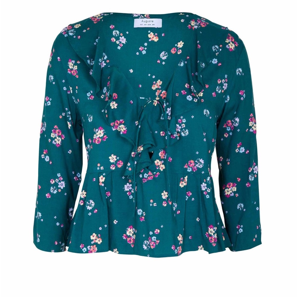 Auguste Emerald Floral Blouse, Size 4